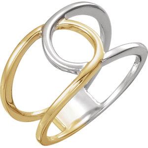 14K White & Yellow Interlocking Loop Ring