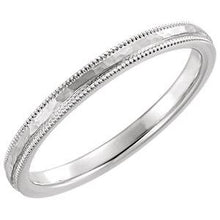 Load image into Gallery viewer, 14K White 2mm Flat Milgrain Comfort Fit Satin &amp; Hammer Finish Band Size 7