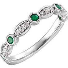 Load image into Gallery viewer, 14K White Emerald &amp; 1/6 CTW Diamond Ring