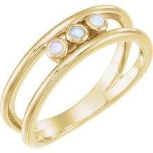 Load image into Gallery viewer, 14K Yellow Opal Three-Stone Bezel Set Ring