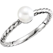Load image into Gallery viewer, 14K Rose 7mm White Freshwater Pearl Rope Ring