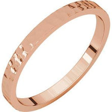 Load image into Gallery viewer, 14K Rose 2mm Flat Band with Hammer Finish Size 7