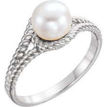 Load image into Gallery viewer, 14K White 7mm White Freshwater Pearl Rope Ring