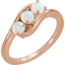 Load image into Gallery viewer, 14K Rose Opal Three-Stone Ring
