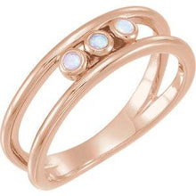 Load image into Gallery viewer, 14K Rose Opal Three-Stone Bezel Set Ring