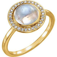 Load image into Gallery viewer, 14K Yellow Rainbow Moonstone &amp; 1/8 CTW Diamond Ring