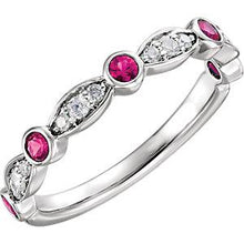 Load image into Gallery viewer, 14K White Ruby &amp; 1/6 CTW Diamond Ring