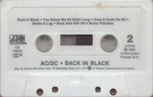 Load image into Gallery viewer, AC/DC Back In Black, Cass, Album, RE, (Very Good Plus (VG+))