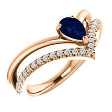Load image into Gallery viewer, 14K Rose Blue Sapphire &amp; 1/6 CTW Diamond Ring