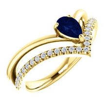 Load image into Gallery viewer, 14K Yellow Blue Sapphire &amp; 1/6 CTW Diamond Ring