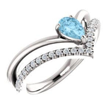 Load image into Gallery viewer, 14K White Aquamarine &amp; 1/6 CTW Diamond Ring