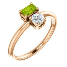 Load image into Gallery viewer, 14K Yellow Peridot &amp; Sapphire Two-Stone Ring
