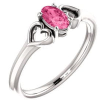 Load image into Gallery viewer, 14K White Pink Tourmaline Youth Heart Ring