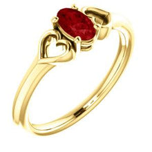Load image into Gallery viewer, 14K Yellow Chatham® Created Ruby Youth Heart Ring