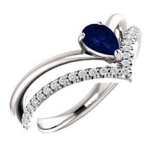 Load image into Gallery viewer, 14K White Blue Sapphire &amp; 1/6 CTW Diamond Ring
