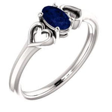 Load image into Gallery viewer, 14K White Chatham® Created Sapphire Youth Heart Ring