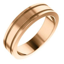 Load image into Gallery viewer, 14K Rose 5mm Flat Comfort Fit Milgrain Band Size 9.5