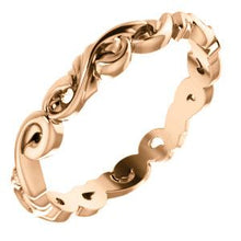Load image into Gallery viewer, 14K Rose 3mm Sculptural-Inspired Scroll Design Band Size 7