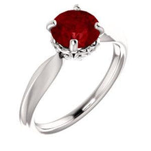Load image into Gallery viewer, 14K White Chatham® Created Ruby &amp; 1/10 CTW Diamond Ring