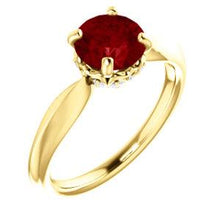 Load image into Gallery viewer, 14K Yellow Chatham® Created Ruby &amp; 1/10 CTW Diamond Ring