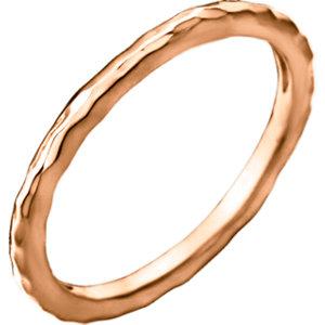 14K Rose 2mm Hammered Stackable Ring Size 8