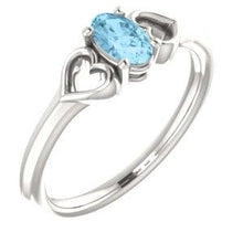 Load image into Gallery viewer, Sterling Silver Imitation Aquamarine Youth Heart Ring