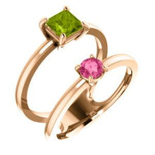 Load image into Gallery viewer, 14K Rose Peridot &amp; Pink Tourmaline Two-Stone Ring