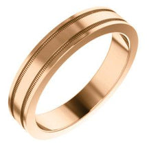 Load image into Gallery viewer, 14K Rose 4mm Flat Comfort Fit Milgrain Band Size 11
