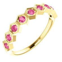 Load image into Gallery viewer, 14K Yellow Pink Tourmaline Stackable Ring