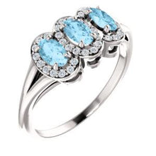 Load image into Gallery viewer, 14K White Aquamarine &amp; 1/6 CTW Diamond Ring