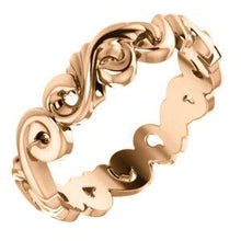 Load image into Gallery viewer, 14K Rose 5mm Sculptural-Inspired Scroll Design Band Size 6