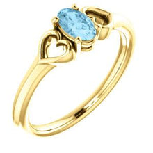 Load image into Gallery viewer, 14K Yellow Aquamarine Youth Heart Ring