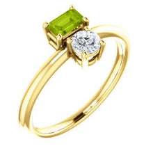 Load image into Gallery viewer, Sterling Silver Peridot &amp; Sapphire Two-Stone Ring