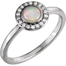 Load image into Gallery viewer, 14K White Opal &amp; .08 CTW Diamond Ring