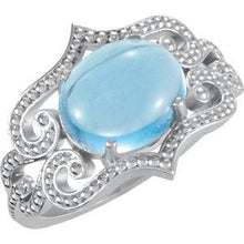 Load image into Gallery viewer, Sterling Silver Swiss Blue Topaz Granulated Design Ring