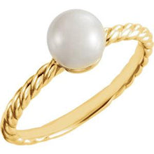 Load image into Gallery viewer, Sterling Silver 7mm White Freshwater Pearl Rope Ring
