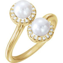 Load image into Gallery viewer, 14K Yellow Freshwater Cultured Pearl &amp; 1/6 CTW Diamond Ring