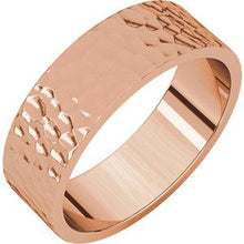 Load image into Gallery viewer, 14K Rose 6mm Flat Band with Hammer Finish Size 8.5