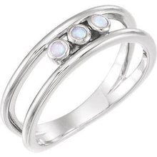 Load image into Gallery viewer, Sterling Silver Opal Three-Stone Bezel Set Ring