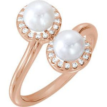 Load image into Gallery viewer, 14K Rose Freshwater Cultured Pearl &amp; 1/6 CTW Diamond Ring