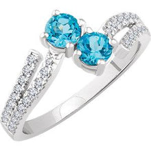 Load image into Gallery viewer, 14K Rose Peridot &amp; Sapphire Two-Stone Ring