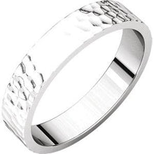 Load image into Gallery viewer, Platinum 4mm Flat Band with Hammer Finish Size 7